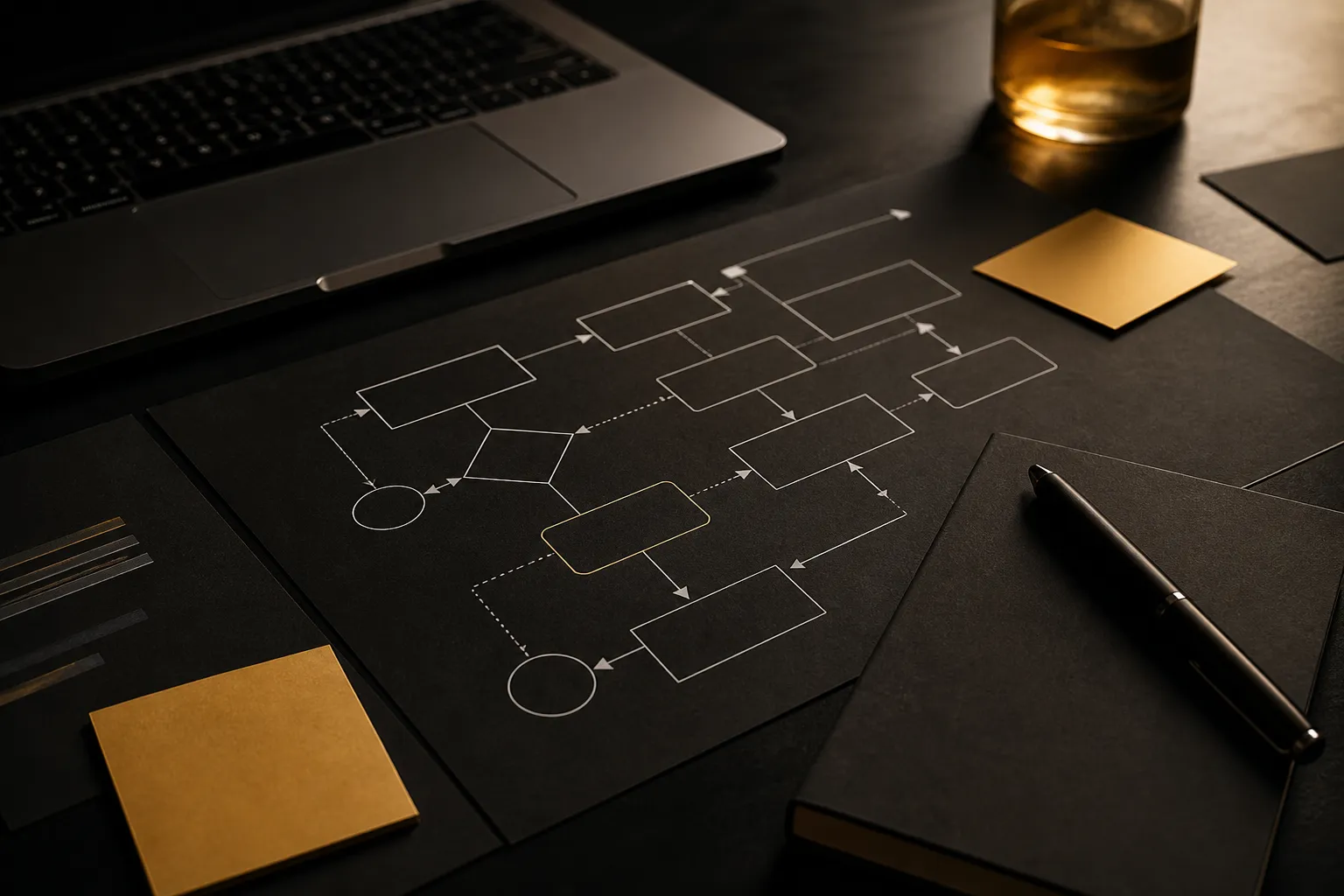 Abstract AI workflow mapping diagram